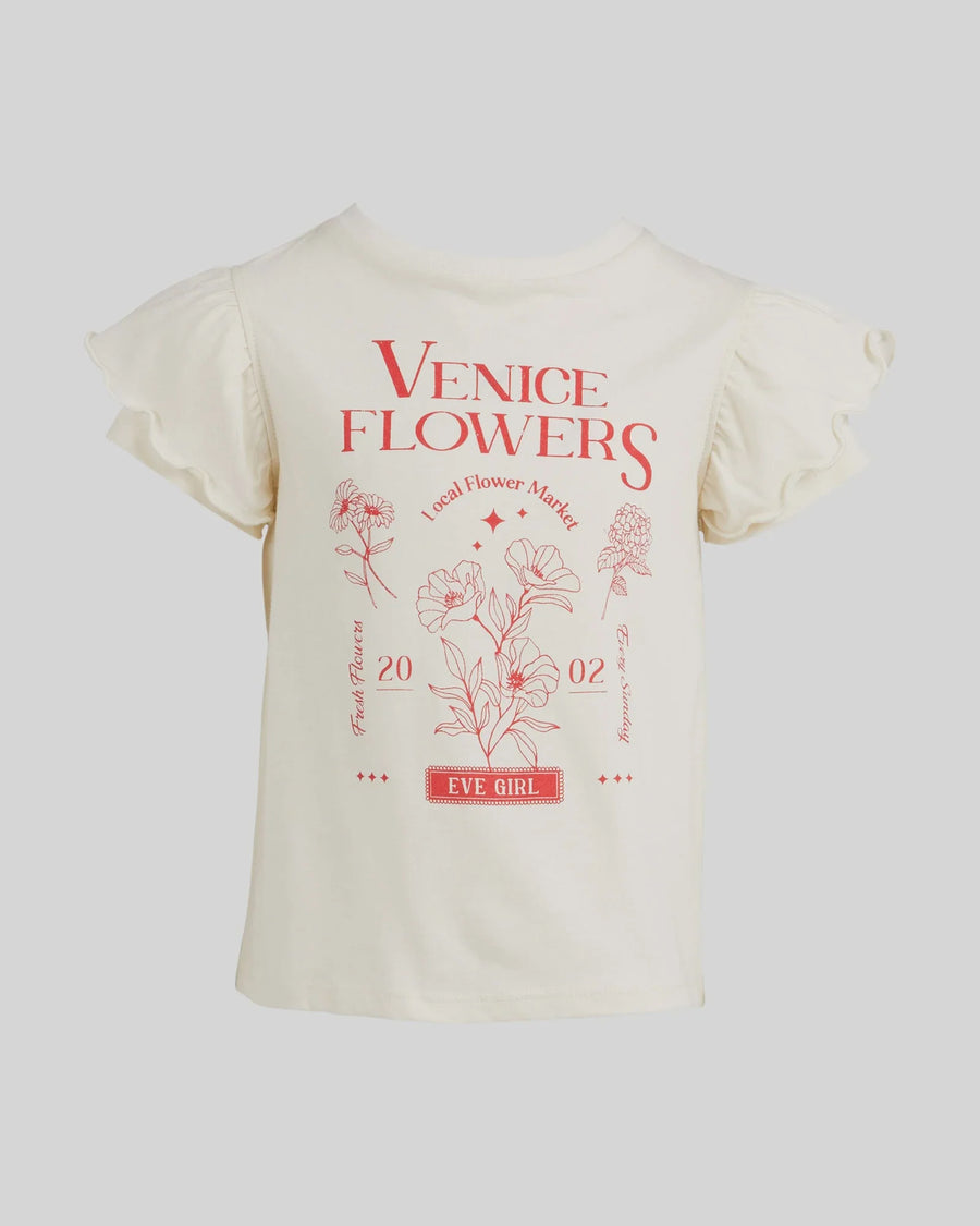 Eve Girl - Venice Frill Tee - Vintage White - Kids Size 3-7