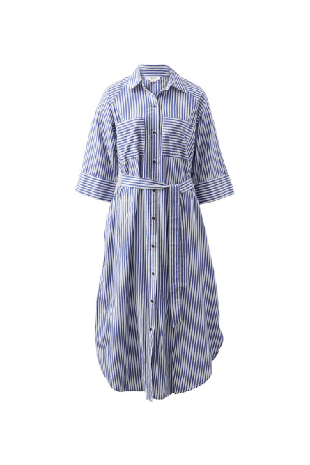 Ceres Life - Jacqui Felgate Classic Shirt Dress - Classic Blue White Stripe