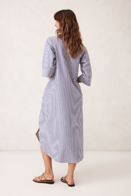 Ceres Life - Jacqui Felgate Classic Shirt Dress - Classic Blue White Stripe