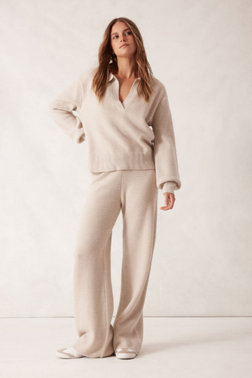 Ceres Life - Soft Knit Pant - Oatmeal Marle Textured