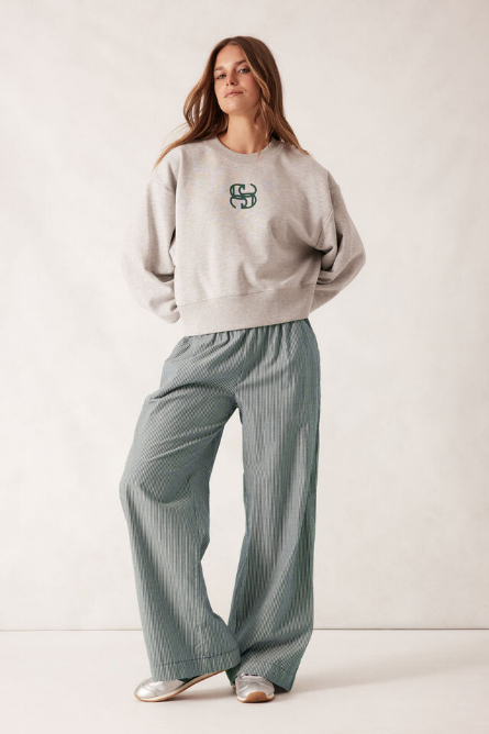 Ceres Life - The Lounge Pant - Green White Narrow Stripe