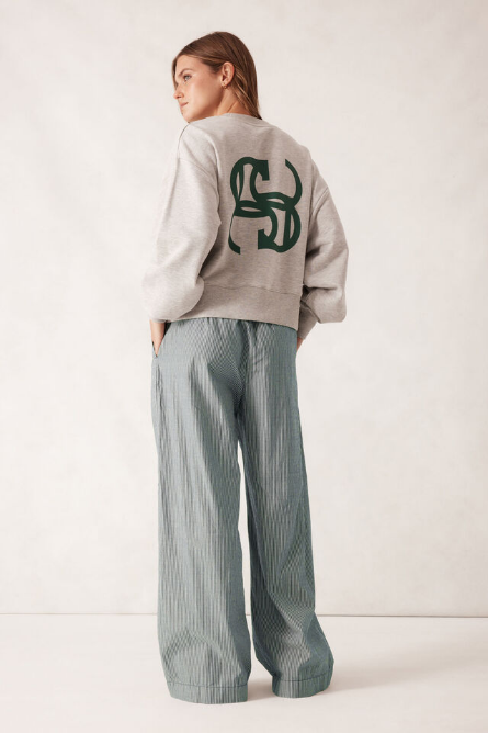 Ceres Life - The Lounge Pant - Green White Narrow Stripe