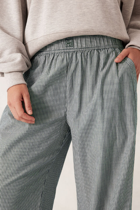 Ceres Life - The Lounge Pant - Green White Narrow Stripe