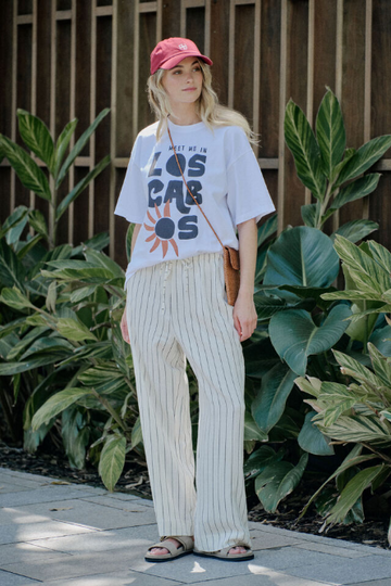 Ceres Life - Relaxed Drawstring Pant - Pinstripe