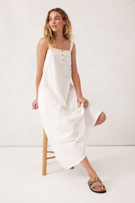 Ceres Life - Folk Midi Dress - White