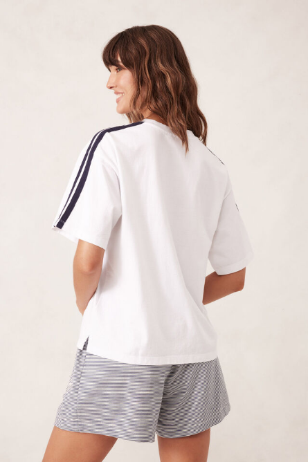 Ceres Life - Sporty Tape Tee - White/ New Navy Tape