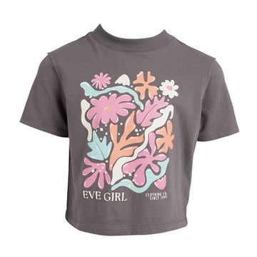 Eve Girl - Coral Garden Tee - Charcoal - Kids Size 3-7