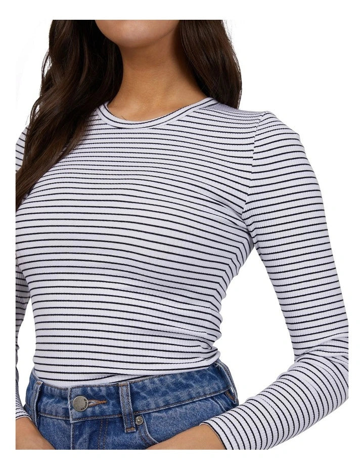 All About Eve - EVE RIB STRIPE LONG SLEEVE WHITE