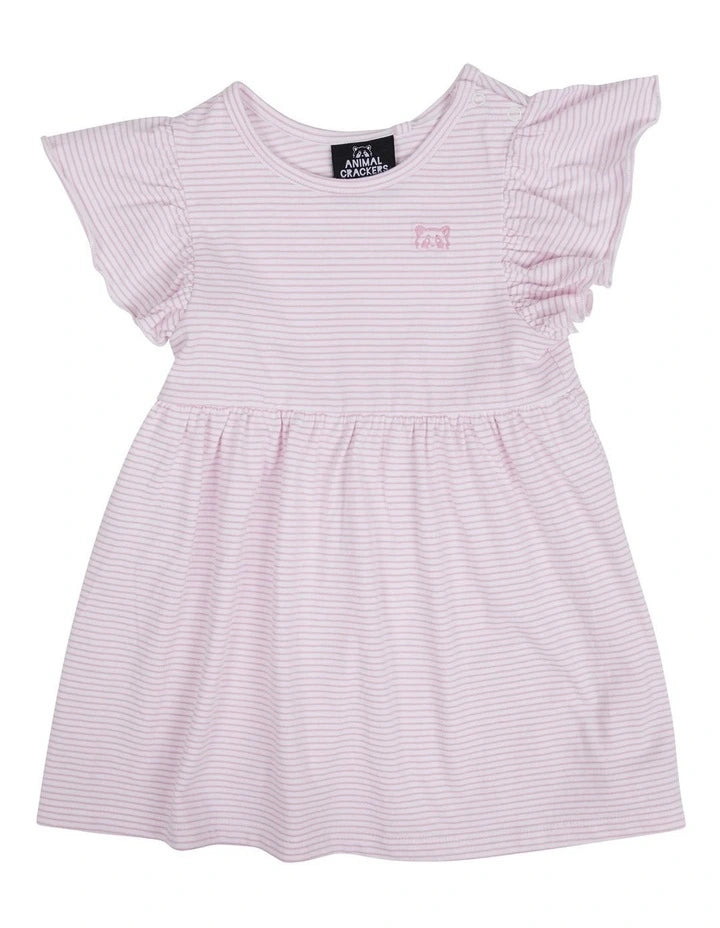 Animal Crackers - Stripe Frills Dress - Pink