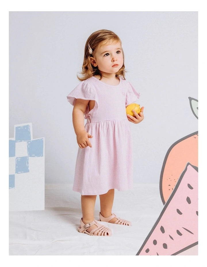 Animal Crackers - Stripe Frills Dress - Pink