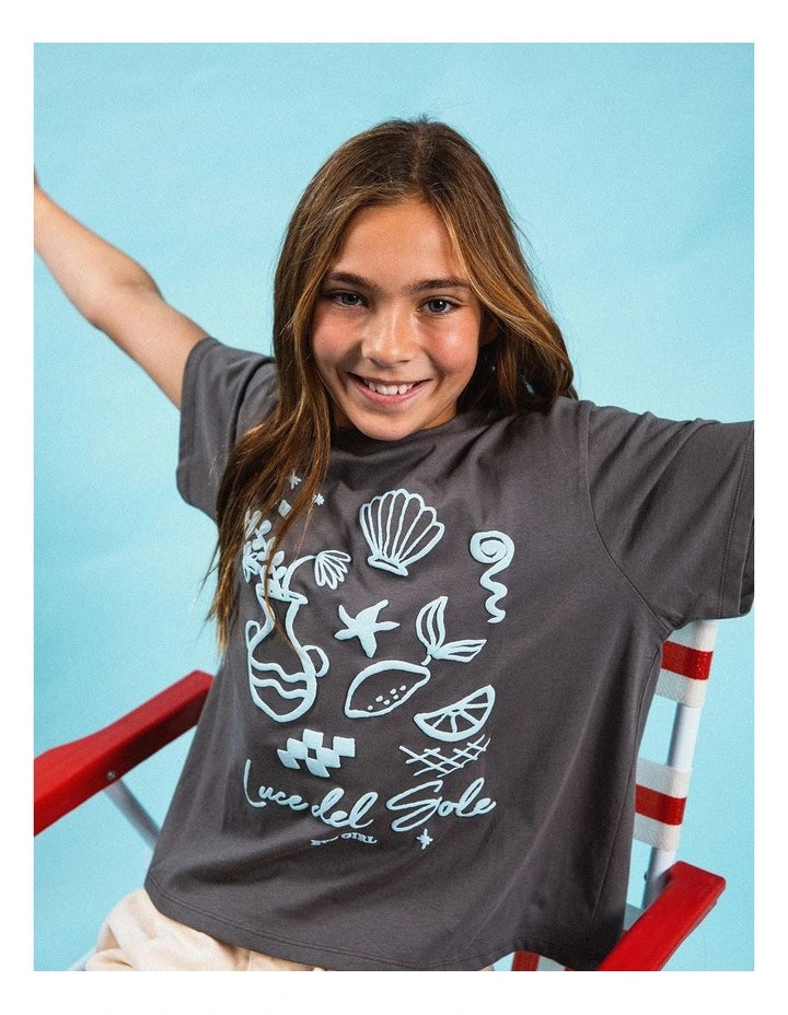 Eve Girl - Luce Del Sole Tee - Charcoal - Kids Size - 8-14