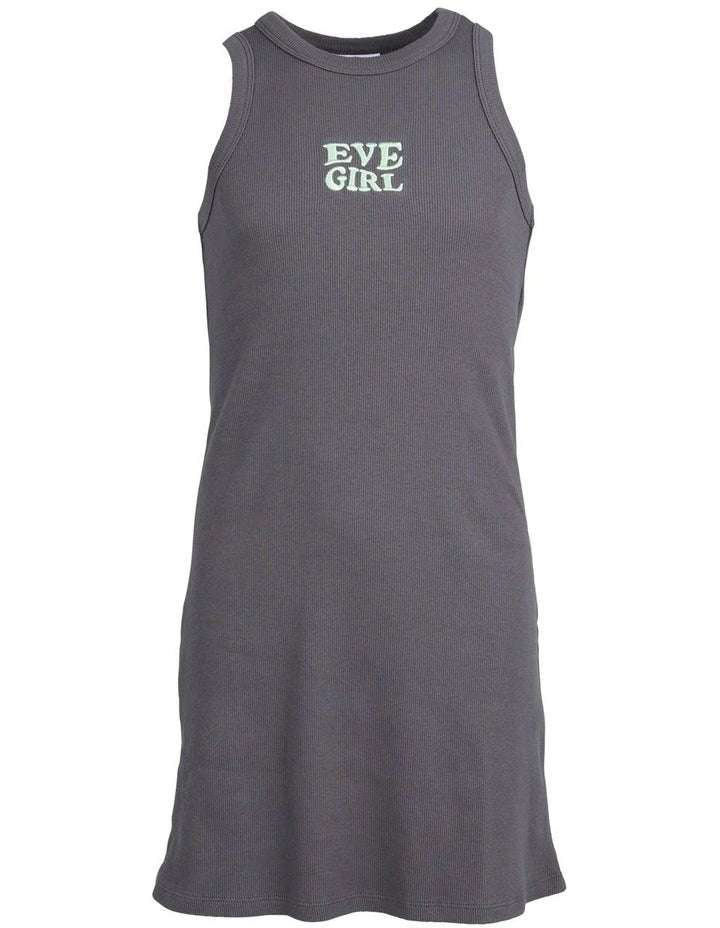 Eve Girl - Aths Rib Dress - Charcoal - Kids Size 8-14