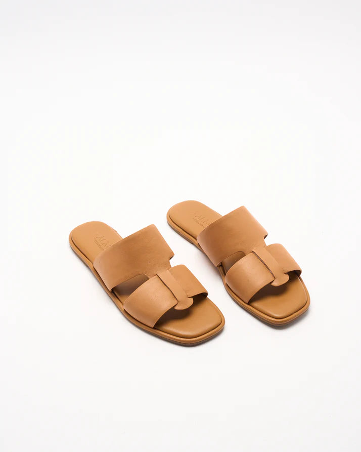 Walnut - Roma Leather Slide - Coconut Tan