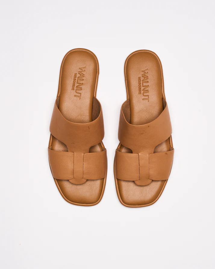 Walnut - Roma Leather Slide - Coconut Tan