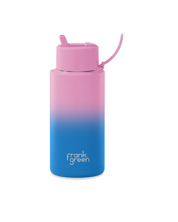 Frank Green - Stainless Steel Ceramic Reusable Bottle - Wild Orchid w/ Flip Straw Lid - 34oz