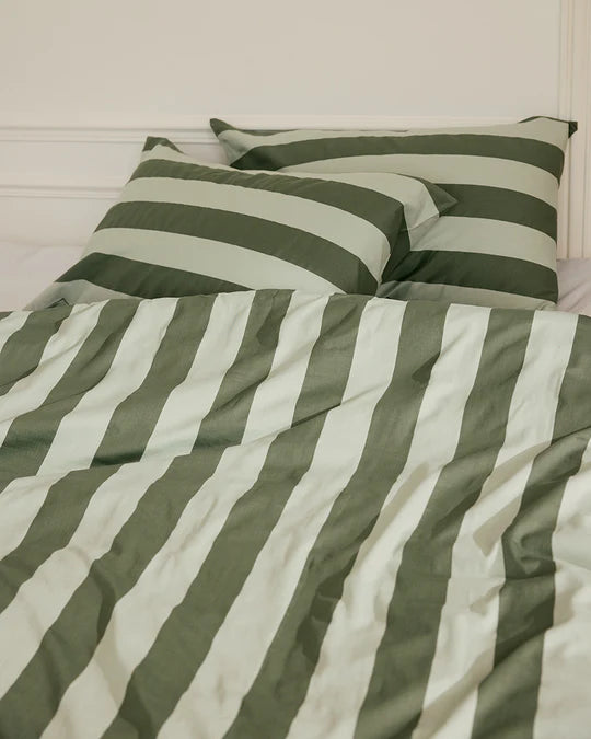 Hommey - Quilt Cover - Organic Cotton - Wasabi Stripe - Queen