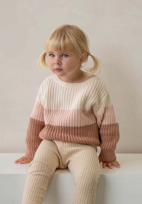 Miann & Co -  Tri-Tone Chunky Knit Jumper - Baby -Neapolitan