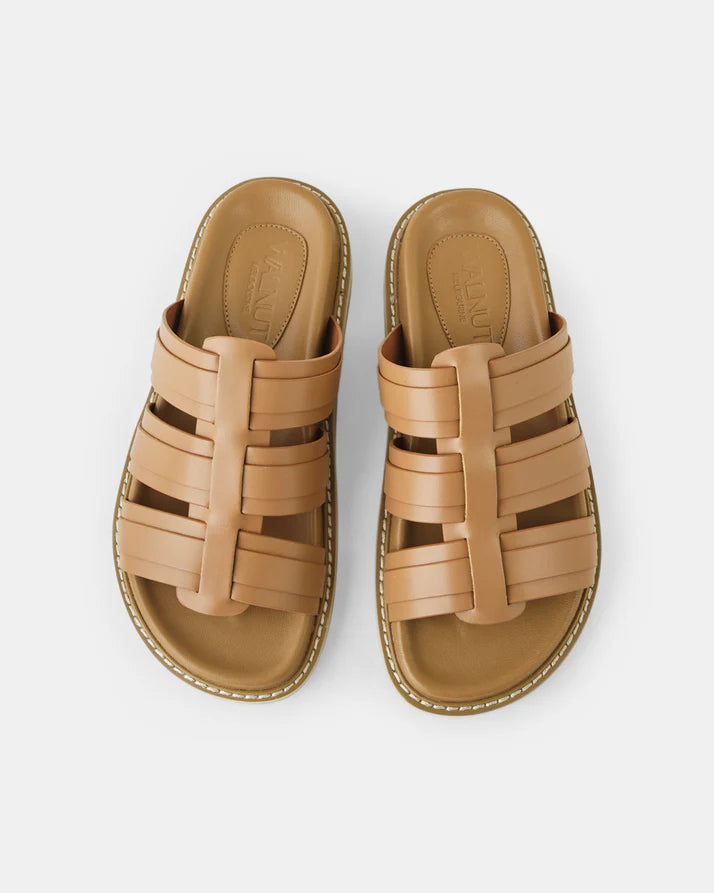 Walnut - Olena Leather Slide - Mocha