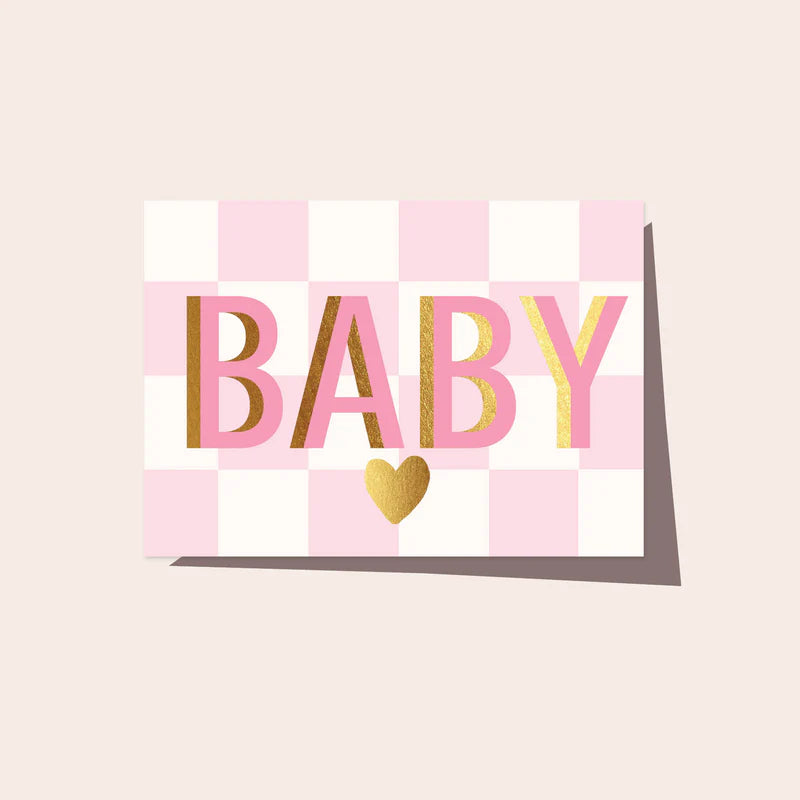 Elm Paper - CHECKERS BABY CARD PINK