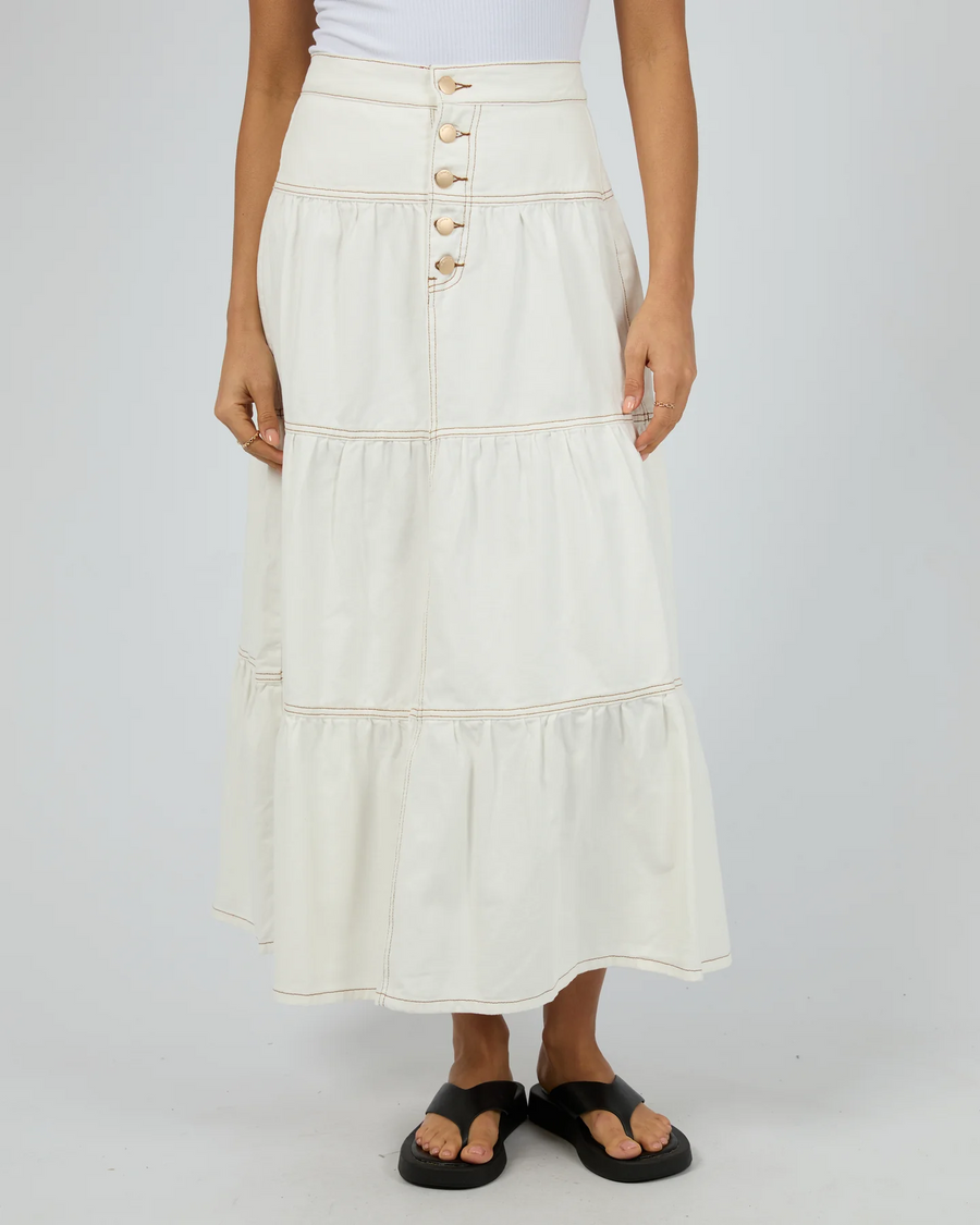 All About Eve - Coco Denim Maxi Skirt - Vintage White