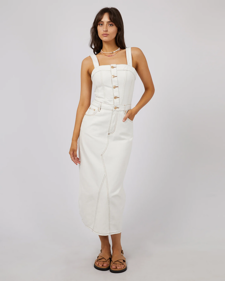 All About Eve - Coco Denim Midi Dress - Vintage White