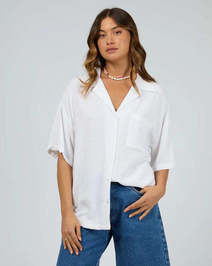 All About Eve - Luxe Linen Shirt - Vintage White