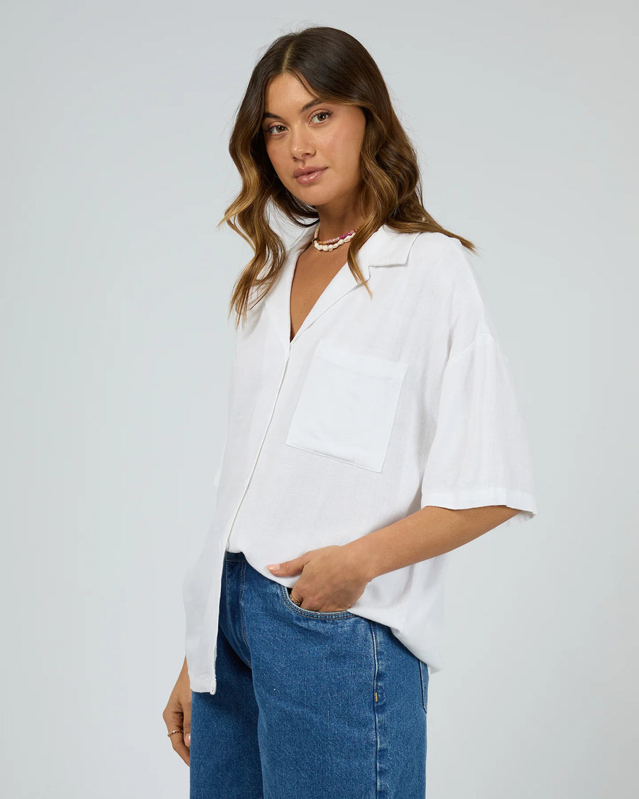 All About Eve - Luxe Linen Shirt - Vintage White