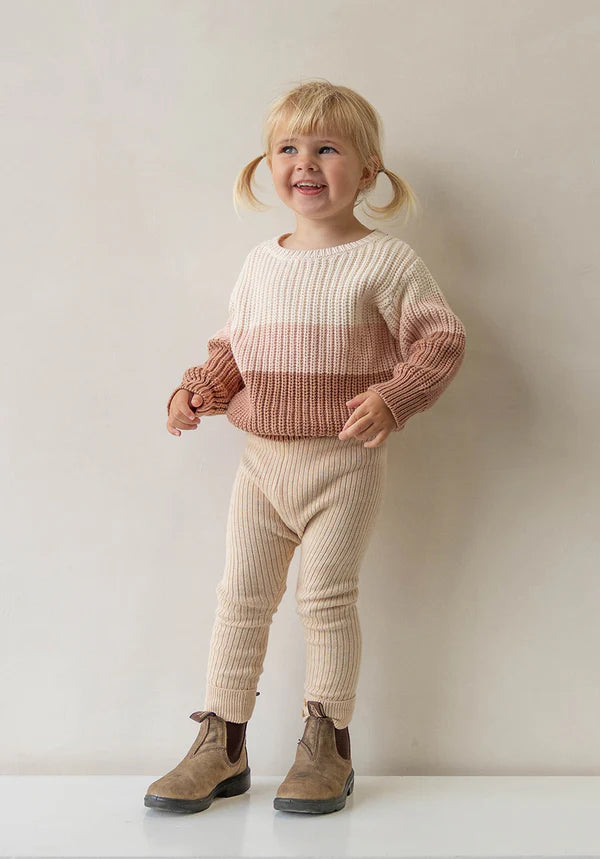 Miann & Co -  Tri-Tone Chunky Knit Jumper - Baby -Neapolitan