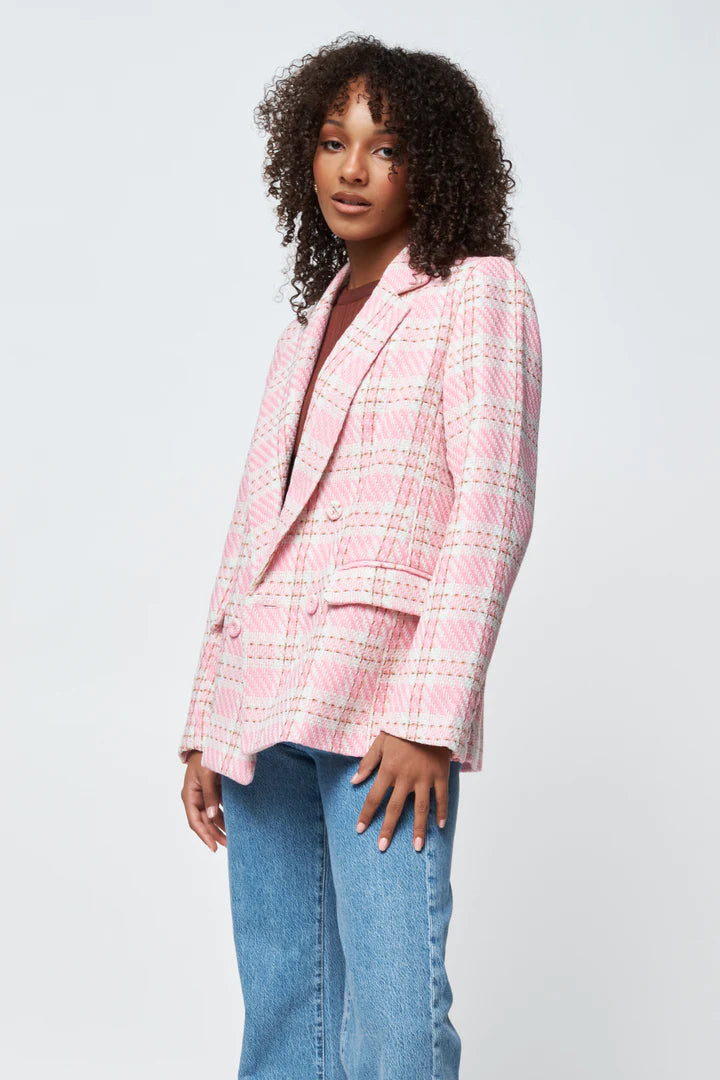 White hot sale checked blazer