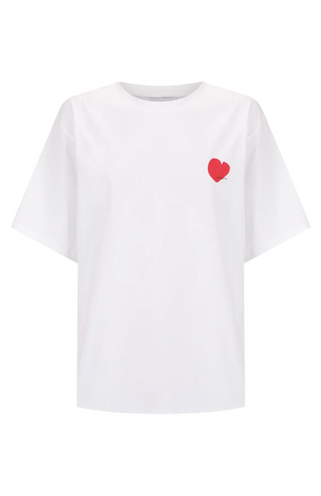 Cartel & Willow - Mini Heart Tee - White/ Deep Red