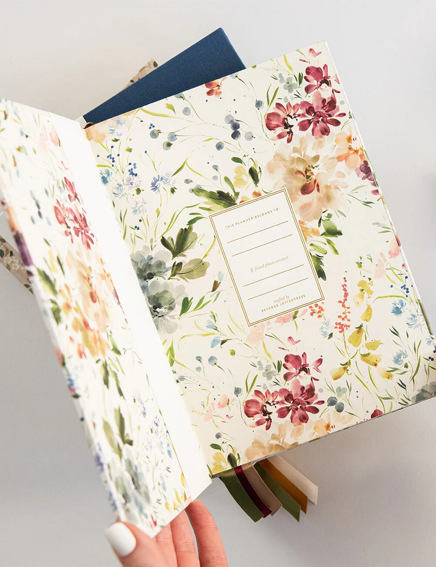 Bespoke Letterpress - 2025 Desktop Liner Bound Planner - Spring Blooms