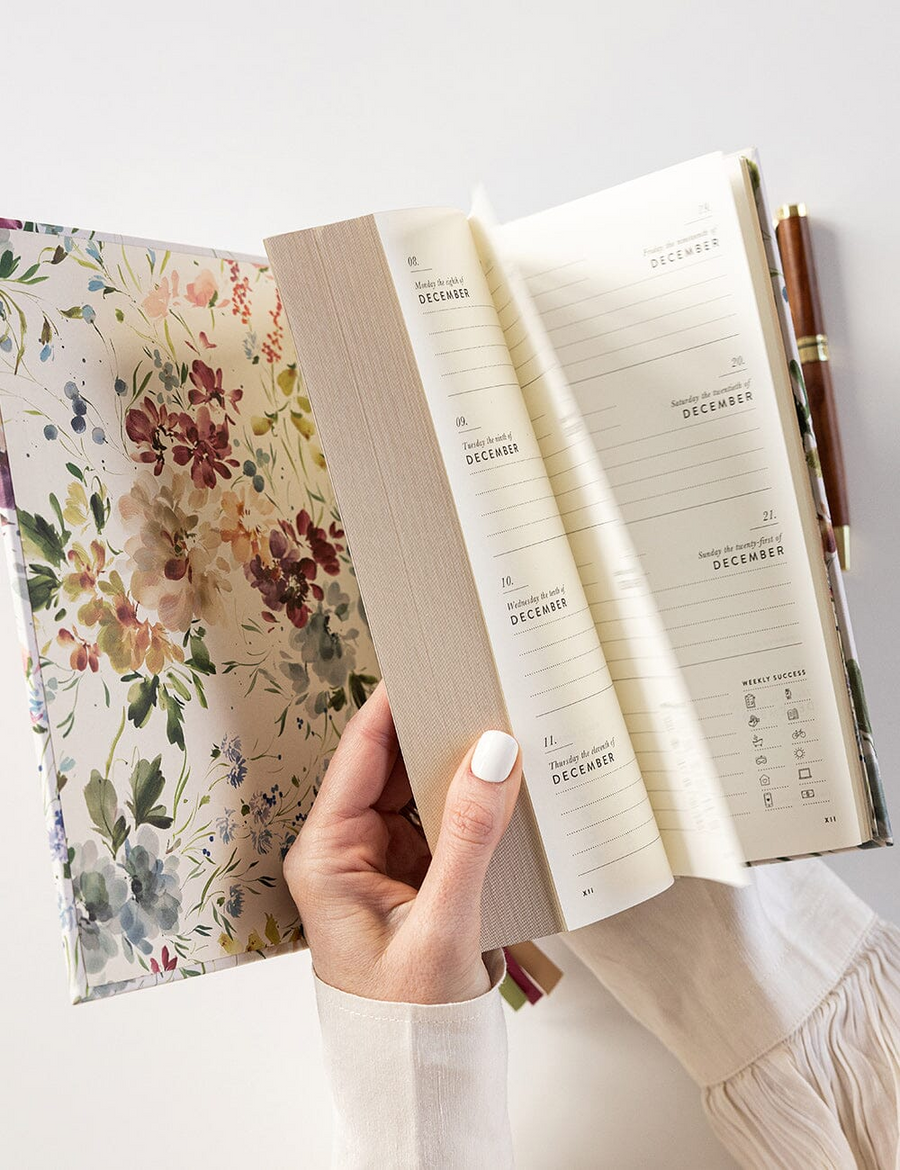 Bespoke Letterpress - 2025 Desktop Liner Bound Planner - Spring Blooms