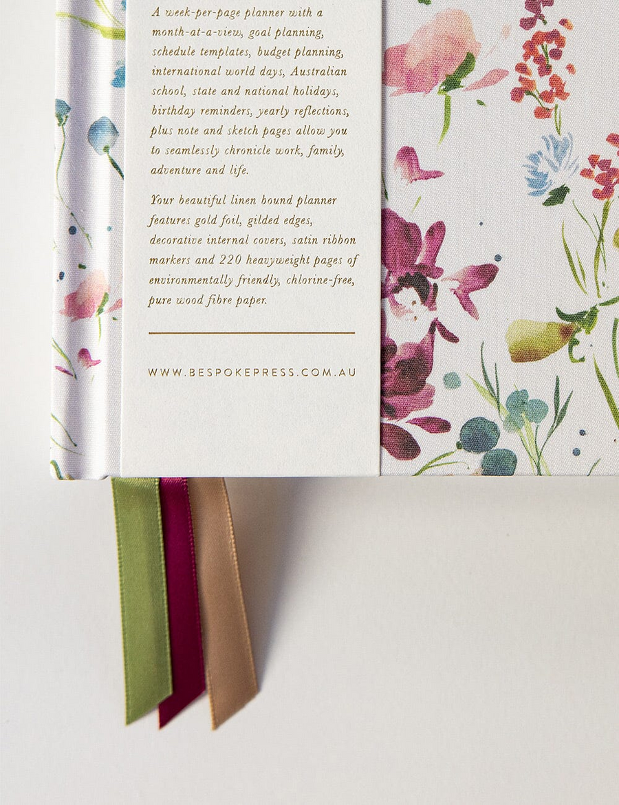 Bespoke Letterpress - 2025 Desktop Liner Bound Planner - Spring Blooms