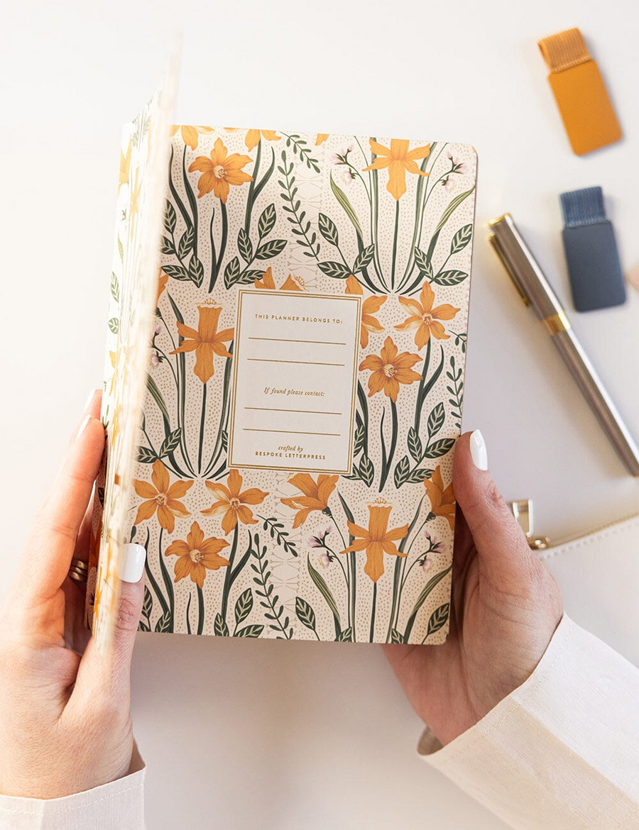 Bespoke Letterpress - 2025 Weekly Planner Notebook - Daffodil