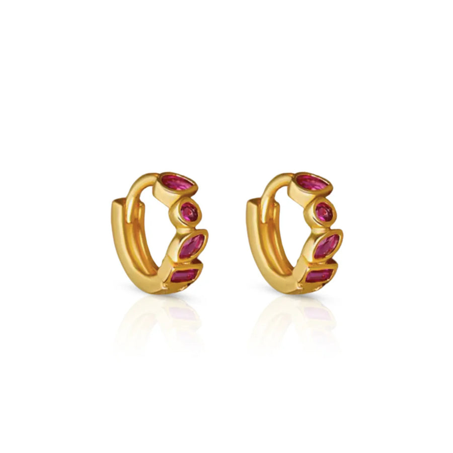 Ever. Jewellery - Glory Huggie Earrings - Ruby