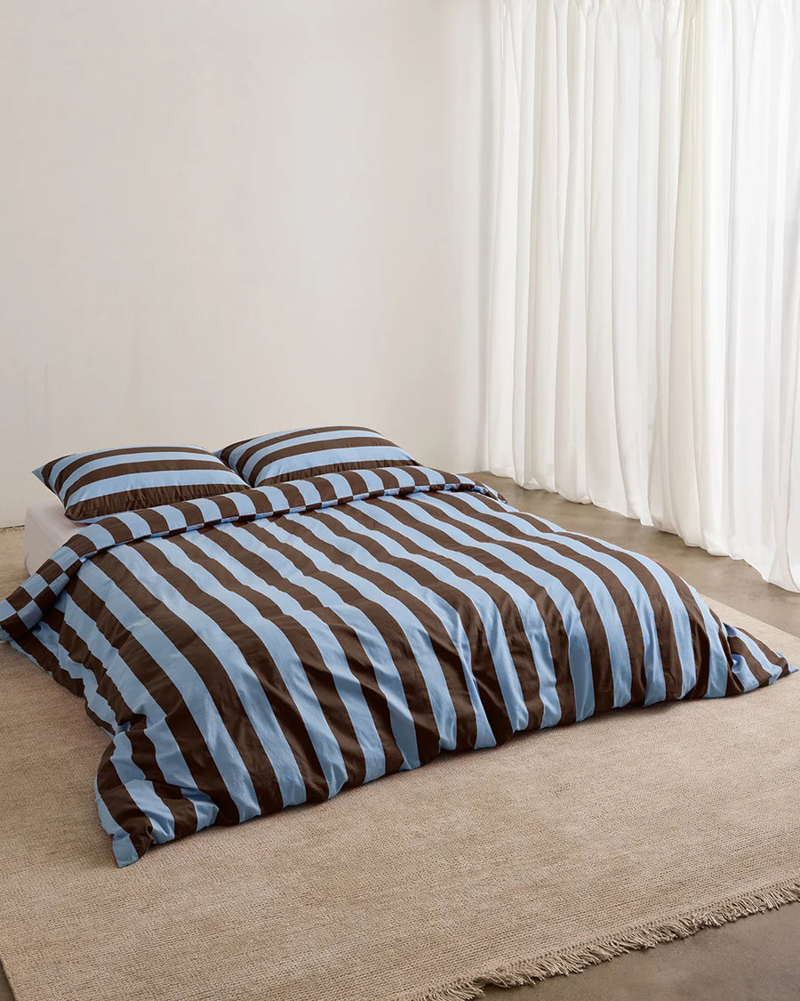 Hommey - Quilt Cover - Organic Cotton - Iced Chocolate Stripe - King