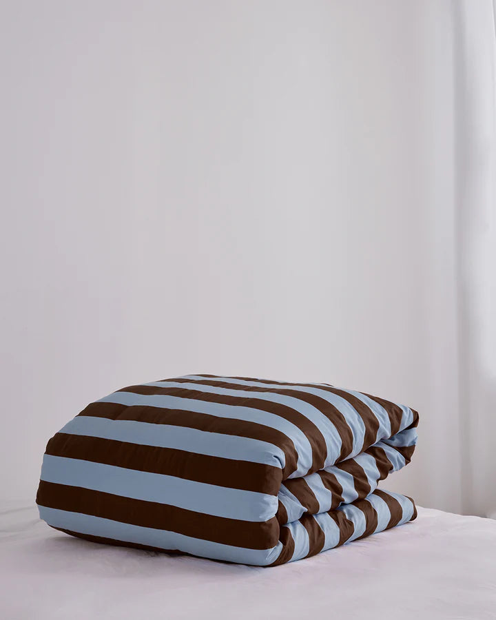 Hommey - Quilt Cover - Organic Cotton - Iced Chocolate Stripe - King