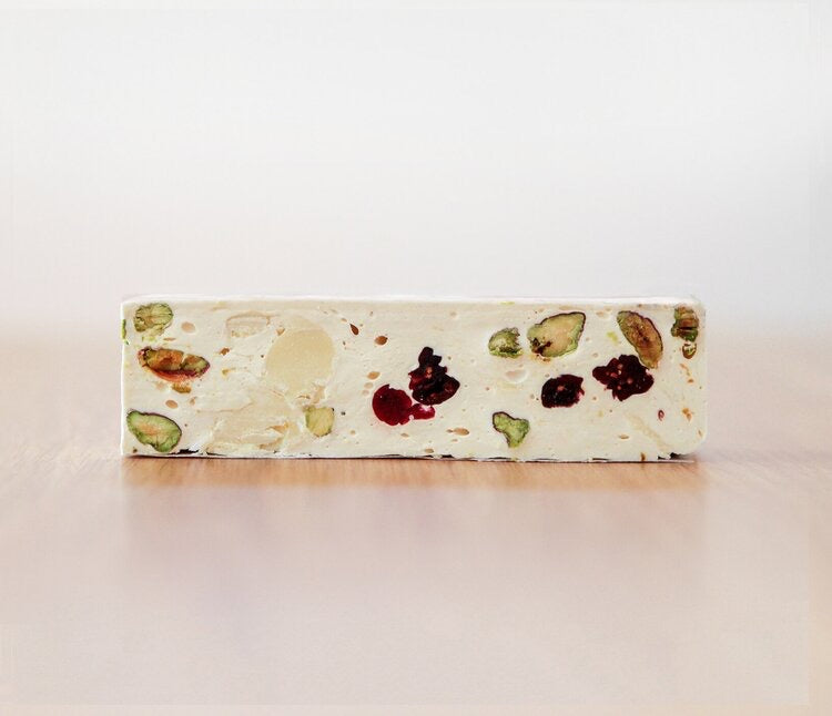 Nougat Royale - White Chocolate, Dried Cranberry & Pistachio Nougat - 125g