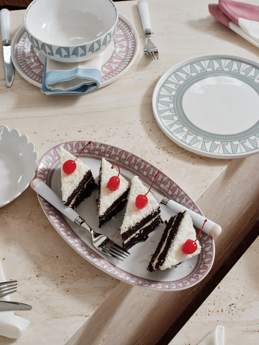 In the Round House - Pale Pink and Silver Geometric Platter