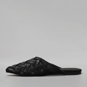 Rollie - Pointed Mule Soft Woven Black