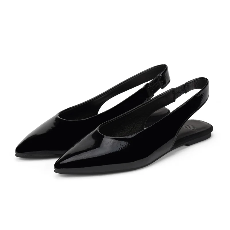 Rollie - Pointed Slingback Shoe - Black Patent