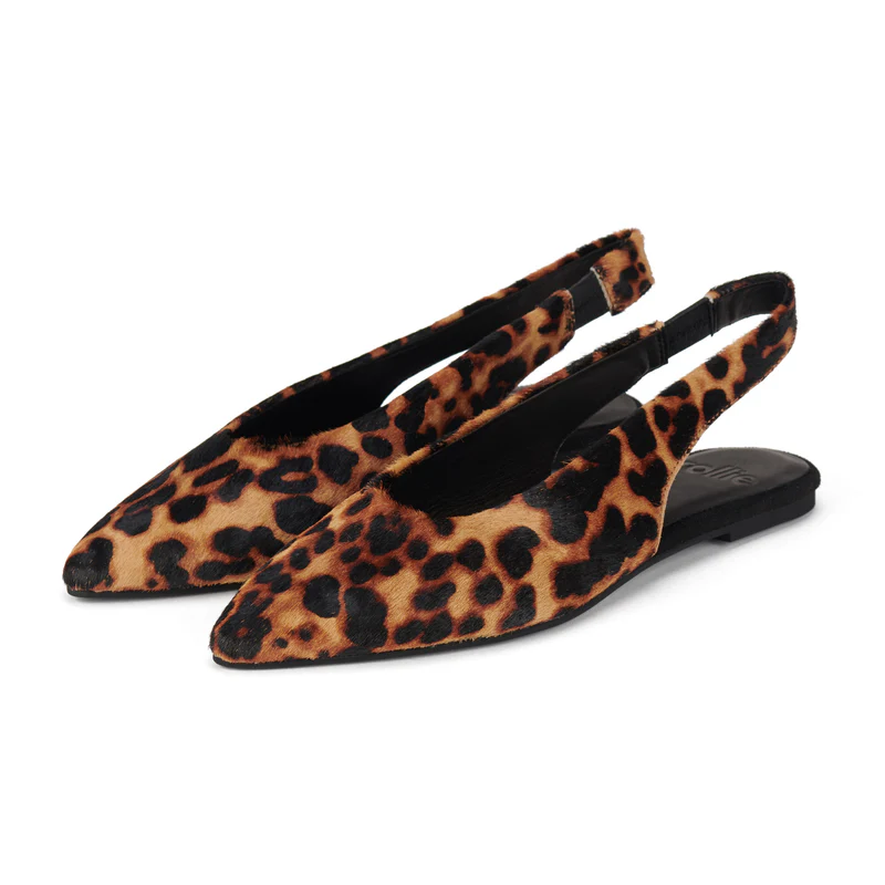 Rollie - Pointed Slingback - Dark Camel Leopard