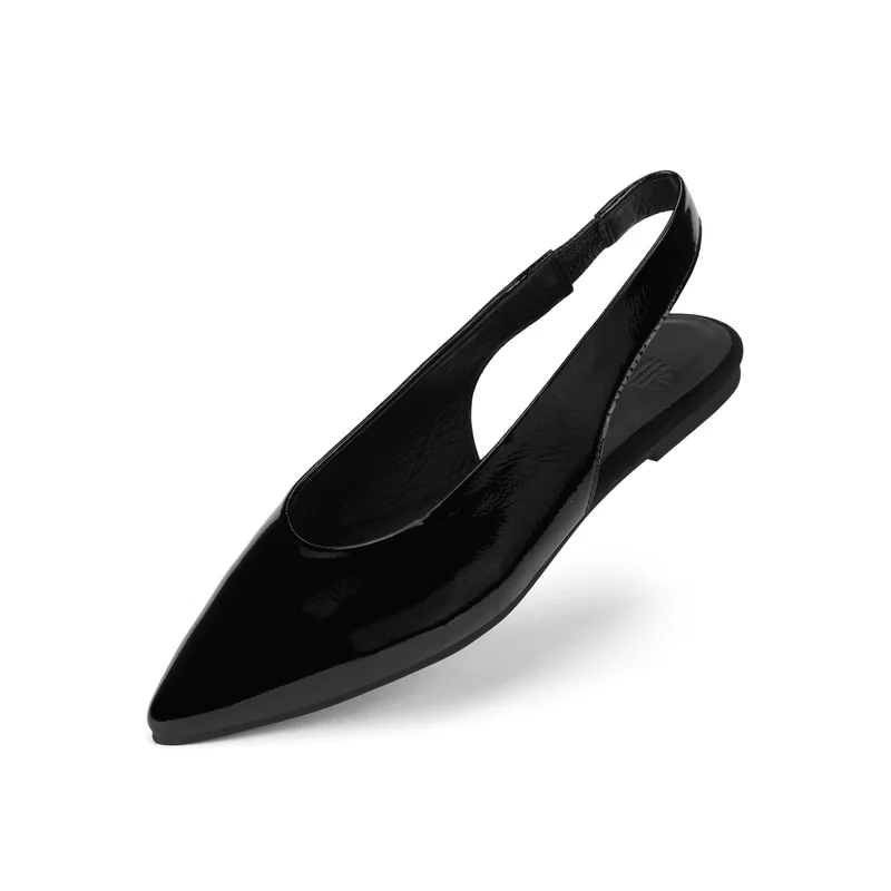 Rollie - Pointed Slingback Shoe - Black Patent