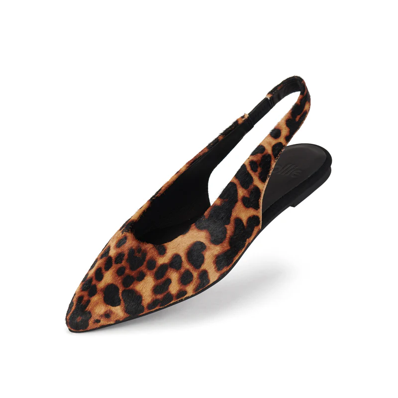 Rollie - Pointed Slingback - Dark Camel Leopard