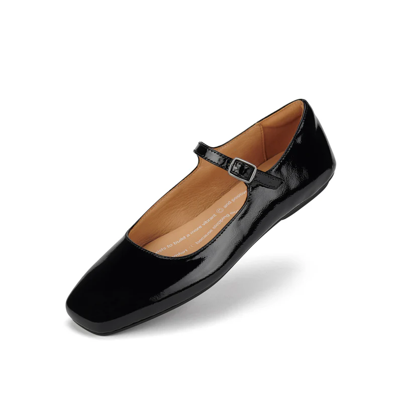 Rollie - Ballet MJ Square Toe Stud - Black Patent