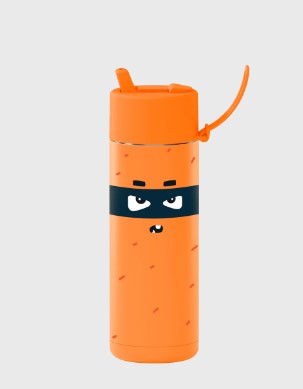 Frank Green - 20oz - Franksters Ceramic Reusable Bottle - Neon Orange Robin - Flip Straw Lid