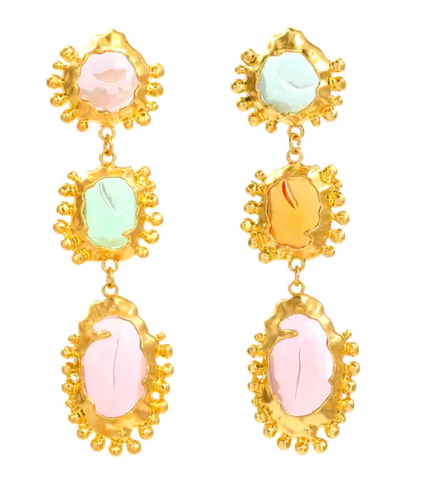 Pop Design - Auroa Gem Drop Earrings - Gold