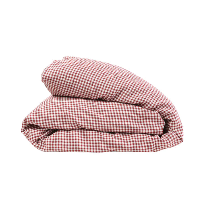 Society of Wanderers - Mulberry Gingham Duvet Cover - Queen