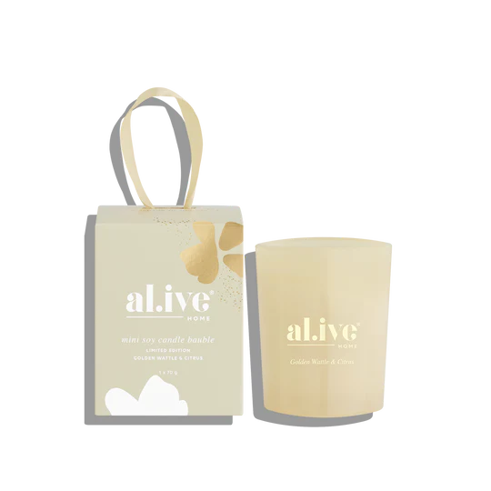 Al.ive Body - Mini Soy Candle Bauble - Golden Wattle & Citrus