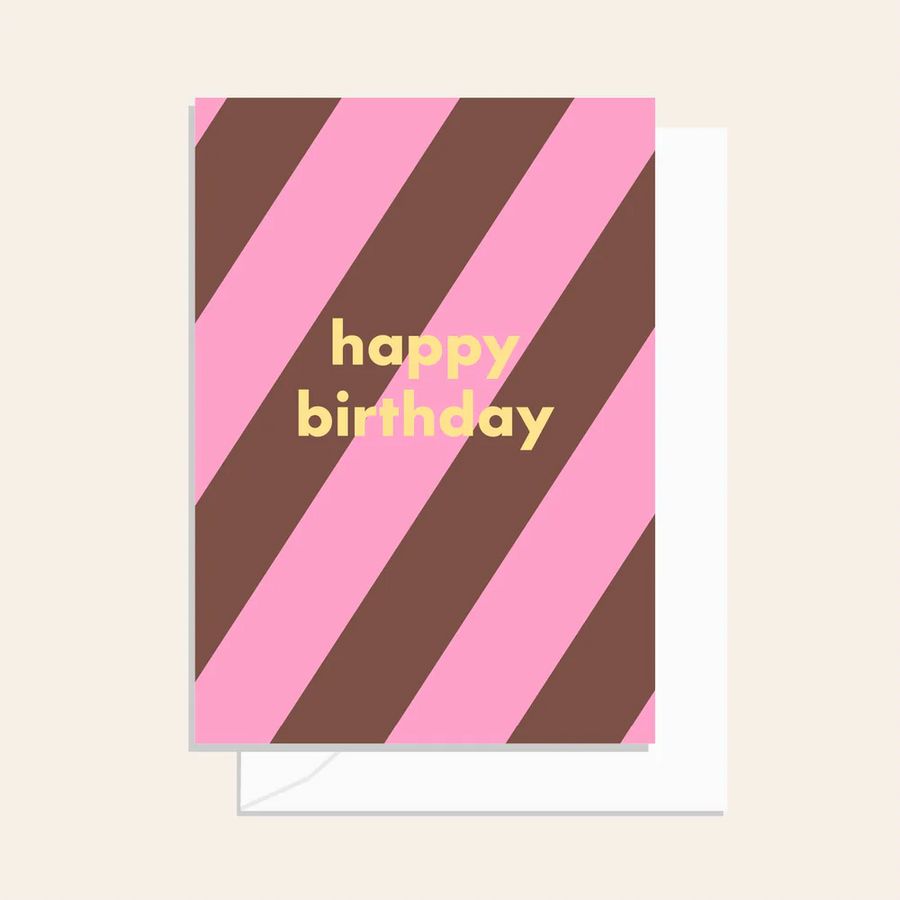 Elm Paper - Stripe Birthday Mocha - Card